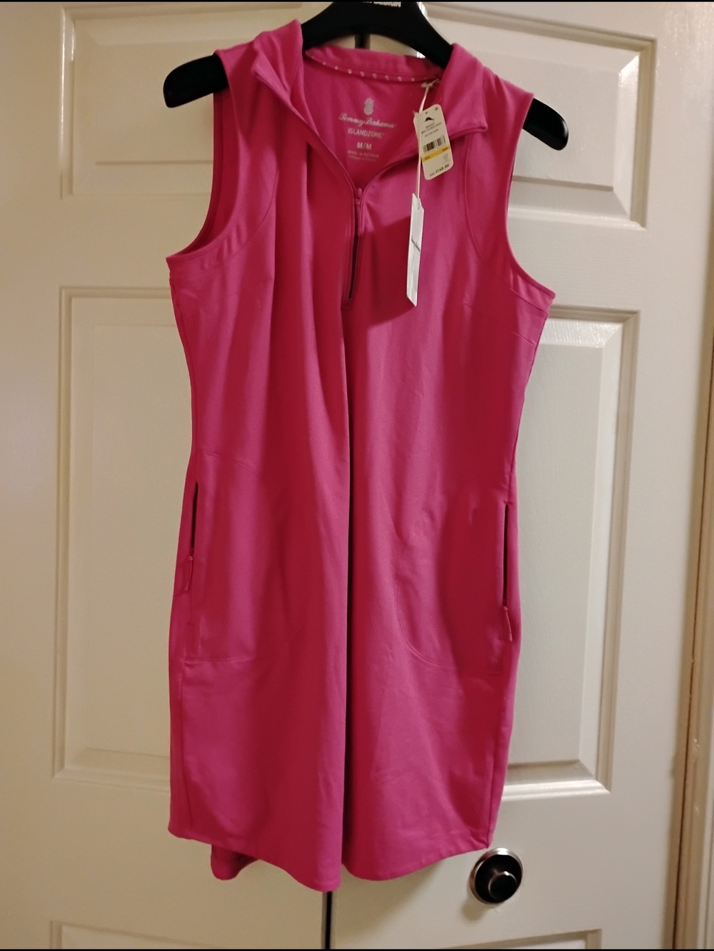 Tommy Bahama        Sleeveless Half Zip Casual Dress - Bright Pink